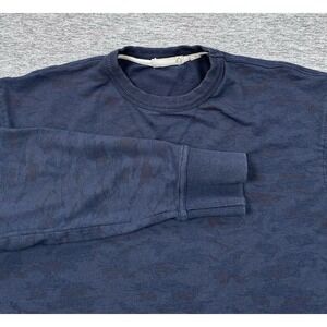 Tasc Performance Sweater Mens Size Medium Blue Camo Cotton Bamboo Crew